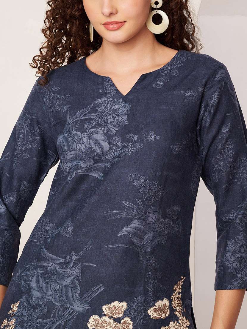 women printed notch neck ethnic co-ord set - 22522660 -  Standard Image - 1