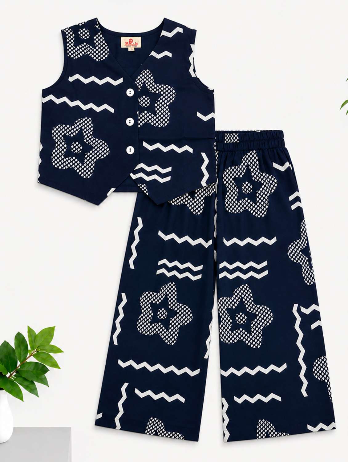 girls printed v neck top and palazzo co-ord set - 22522680 -  Standard Image - 1