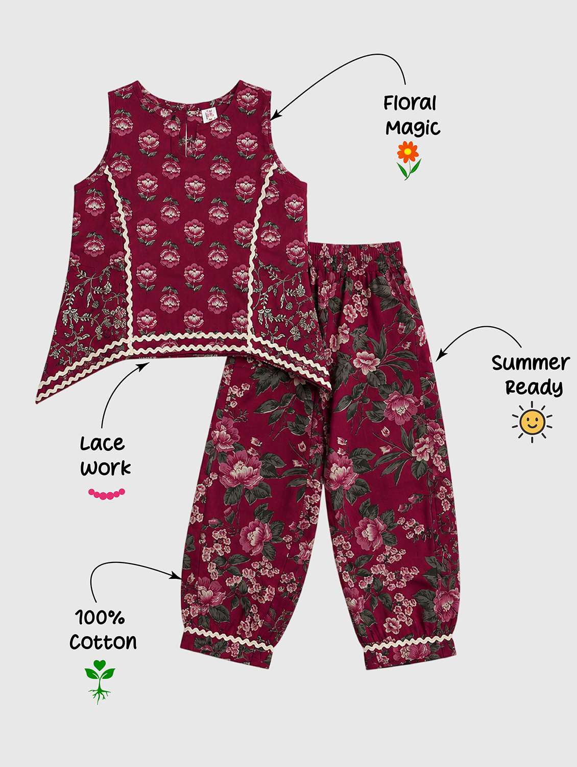 girls printed round neck kurta and salwar set - 22522684 -  Standard Image - 4