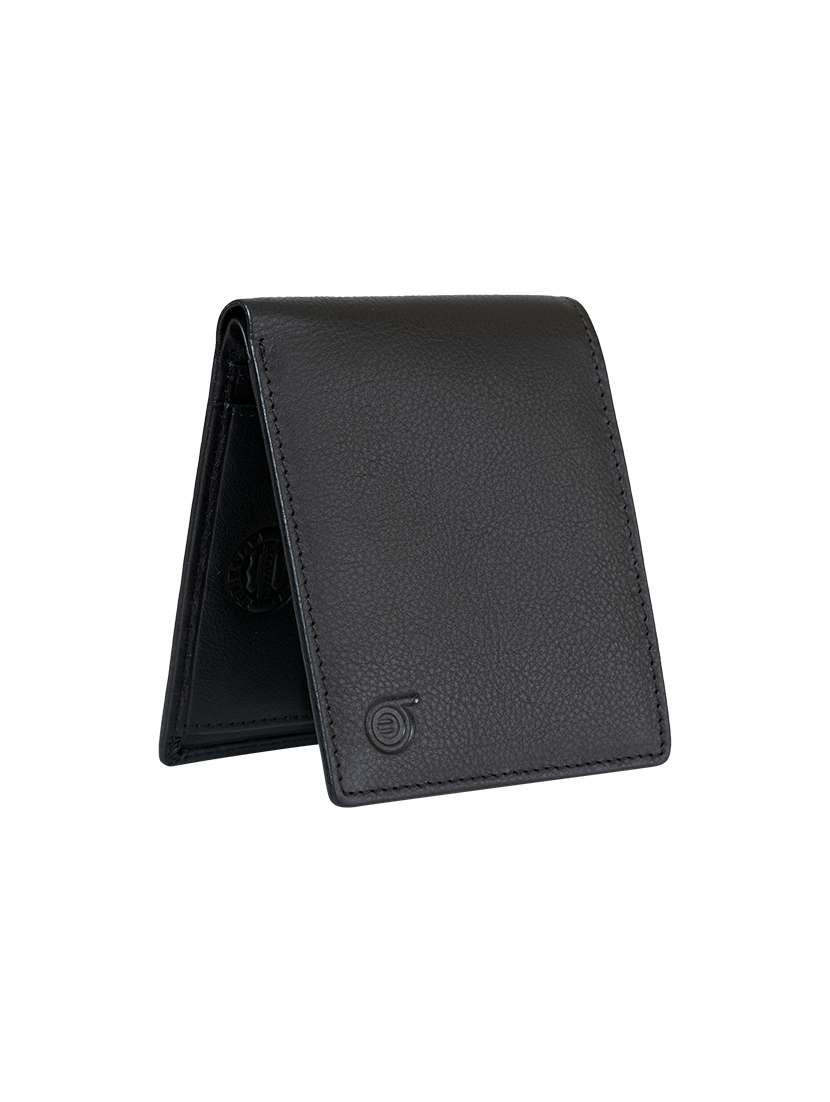 bagman black leather bi-fold wallet with snap closure and 4 card slots - 22522704 -  Standard Image - 1