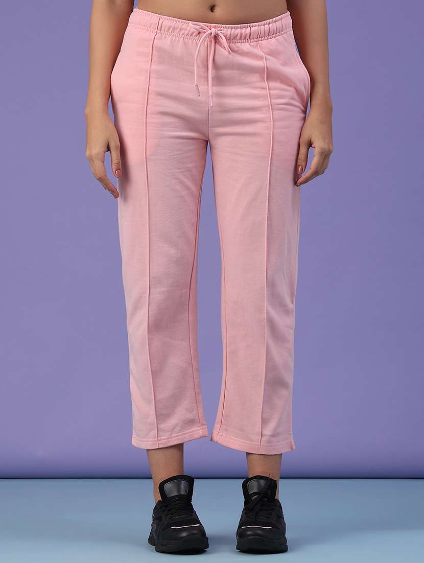 women solid mid rise regular fit track pant