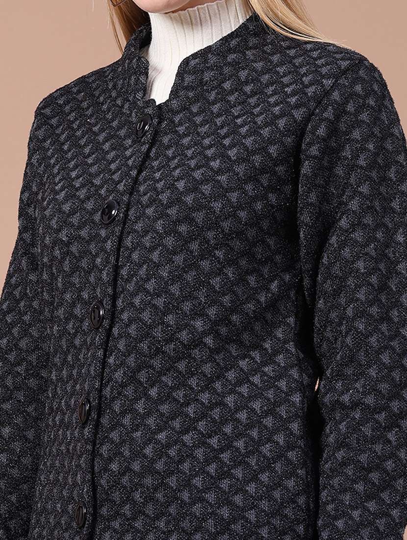 Women Self Design Long Sleeves Regular Fit Coat - 22523907 -  Standard Image - 1