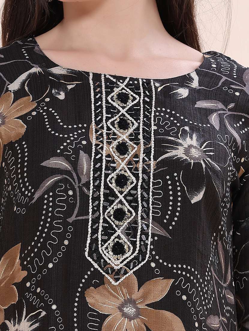 women printed three quarter sleeves kurta pant with dupatta set - 22524142 -  Standard Image - 1