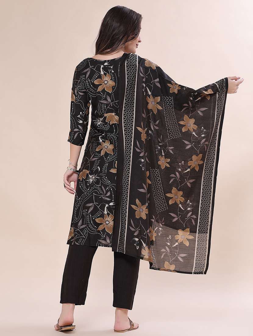 women printed three quarter sleeves kurta pant with dupatta set - 22524142 -  Standard Image - 4
