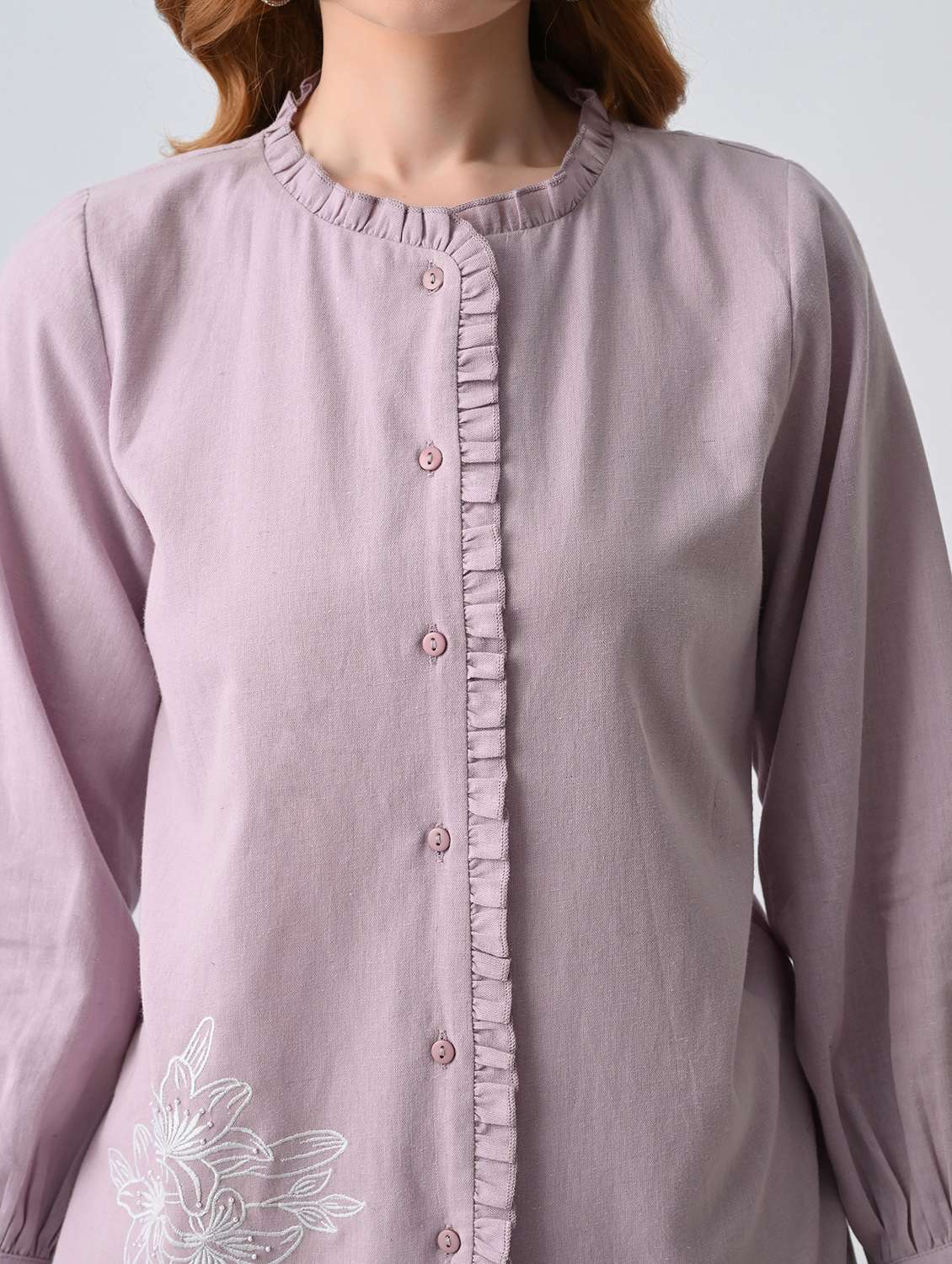 women embroidered round neck regular shirt - 22524289 -  Standard Image - 1