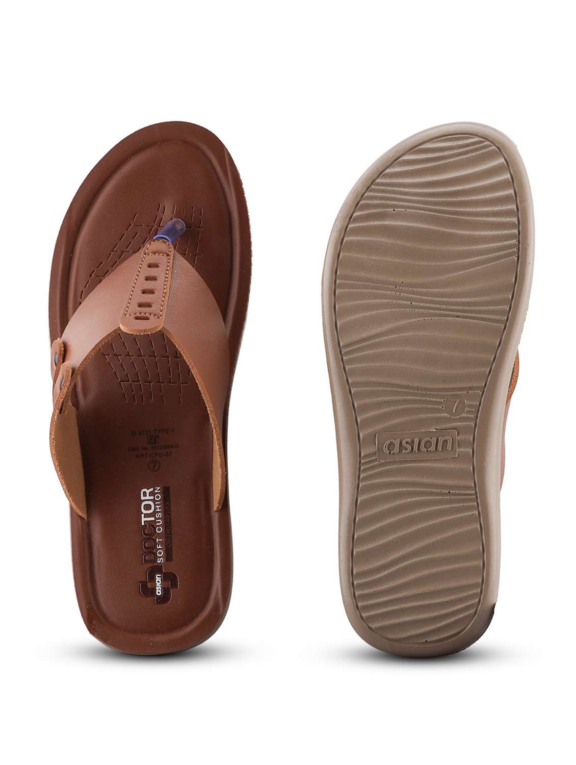 men tan toe seperator slipper - 22524394 -  Standard Image - 4