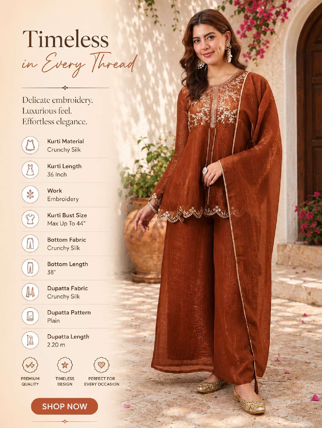 women embroidered long sleeve kurta palazzo with dupatta set - 22524457 -  Standard Image - 1