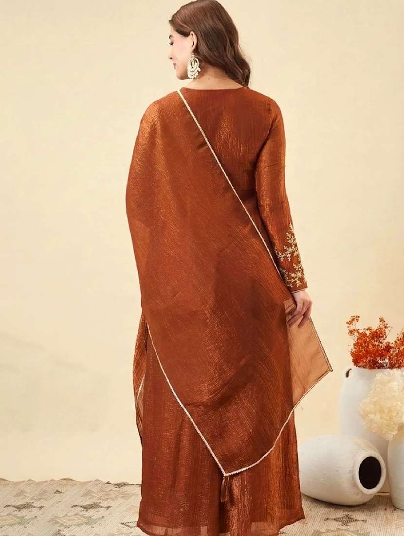 women embroidered long sleeve kurta palazzo with dupatta set - 22524457 -  Standard Image - 4
