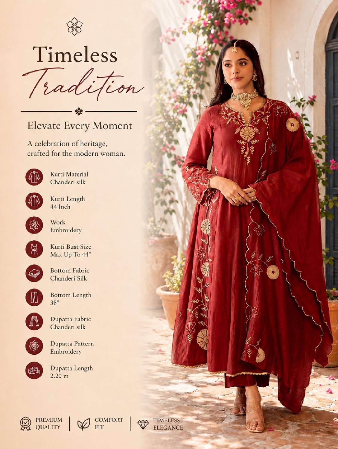 women embroidered long sleeve kurta pant with dupatta set - 22524461 -  Standard Image - 1
