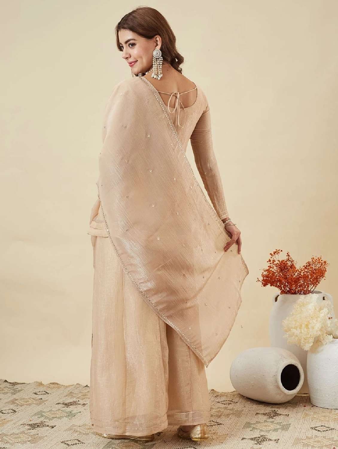 women embroidered long sleeve kurta palazzo with dupatta set - 22524463 -  Standard Image - 4