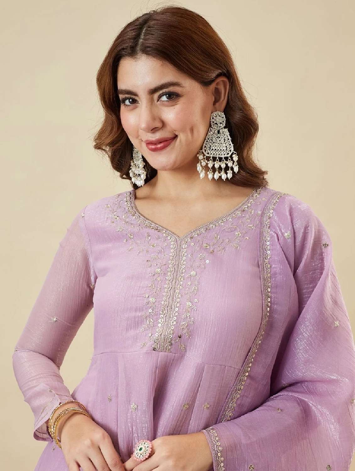 women embroidered long sleeve kurta palazzo with dupatta set - 22524464 -  Standard Image - 1