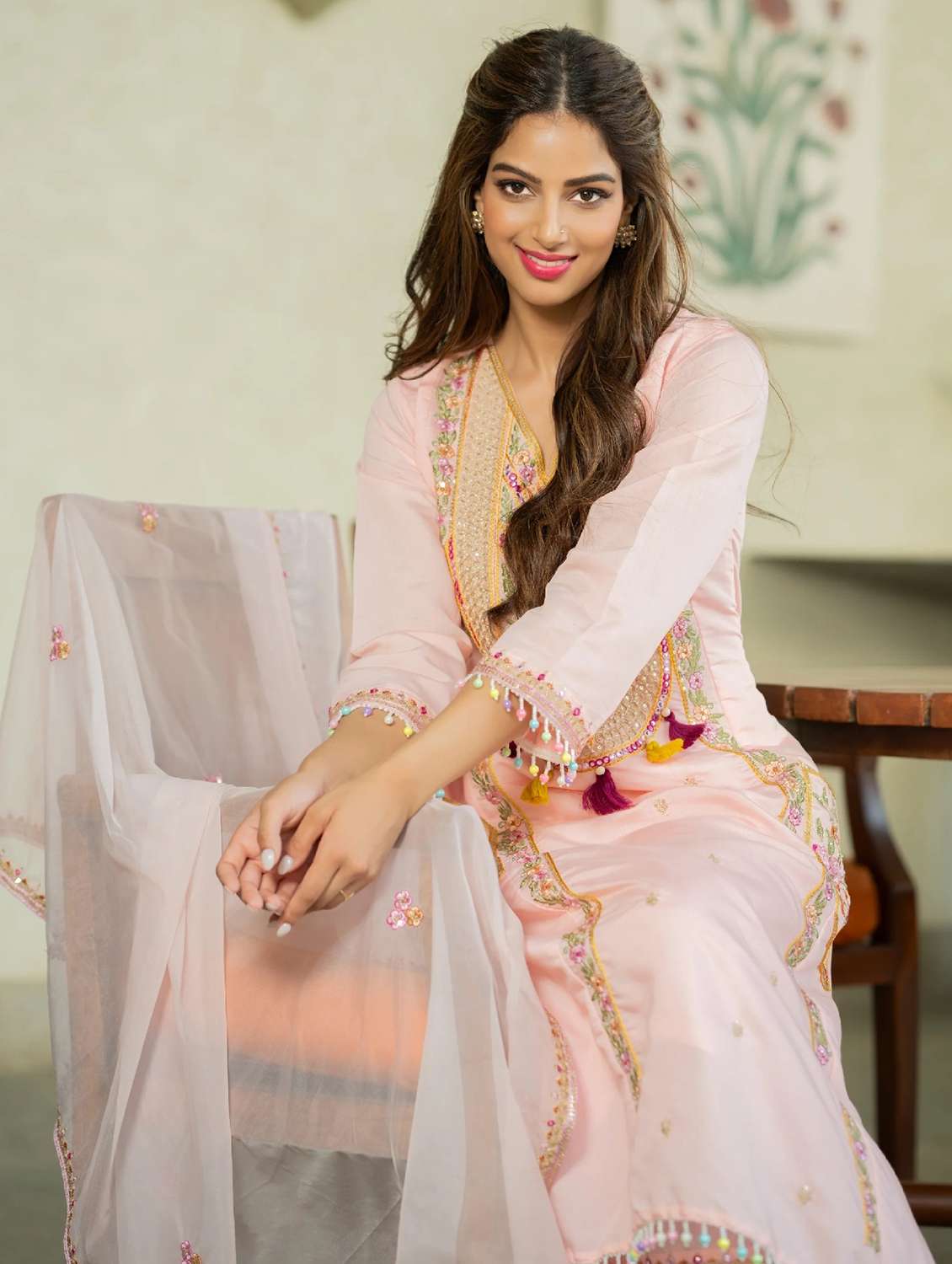 women embroidered three quarter sleeve kurta pant with dupatta set - 22524466 -  Standard Image - 4