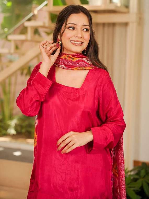 women solid long sleeve kurta salwar with dupatta set - 22524467 -  Standard Image - 1