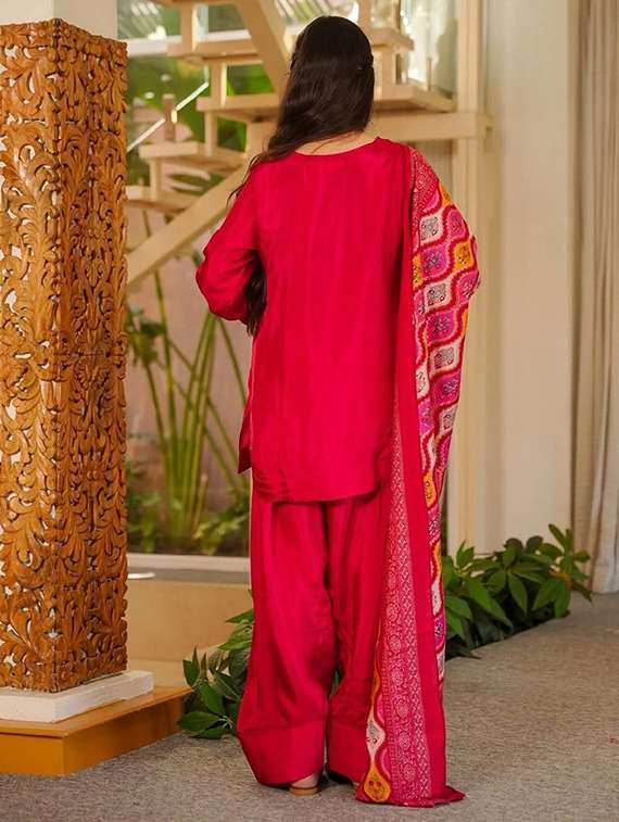 women solid long sleeve kurta salwar with dupatta set - 22524467 -  Standard Image - 4