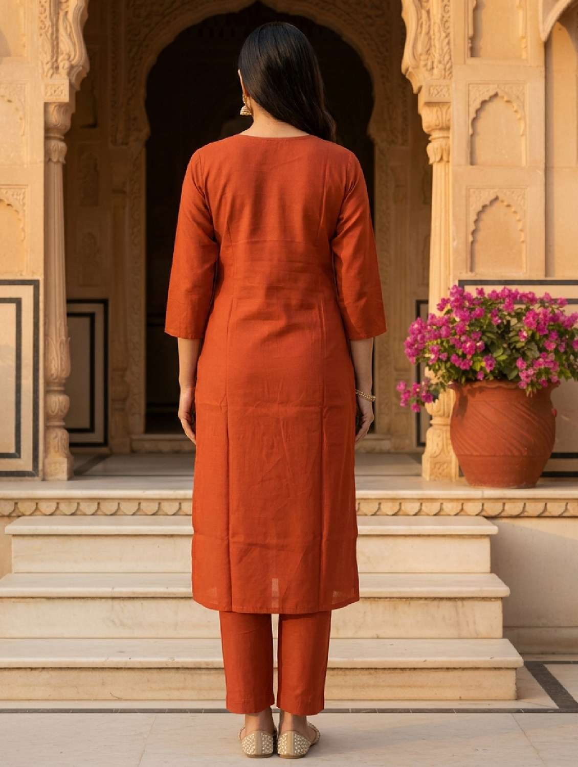 women embroidered three quarter sleeve kurta pant with dupatta set - 22524472 -  Standard Image - 4