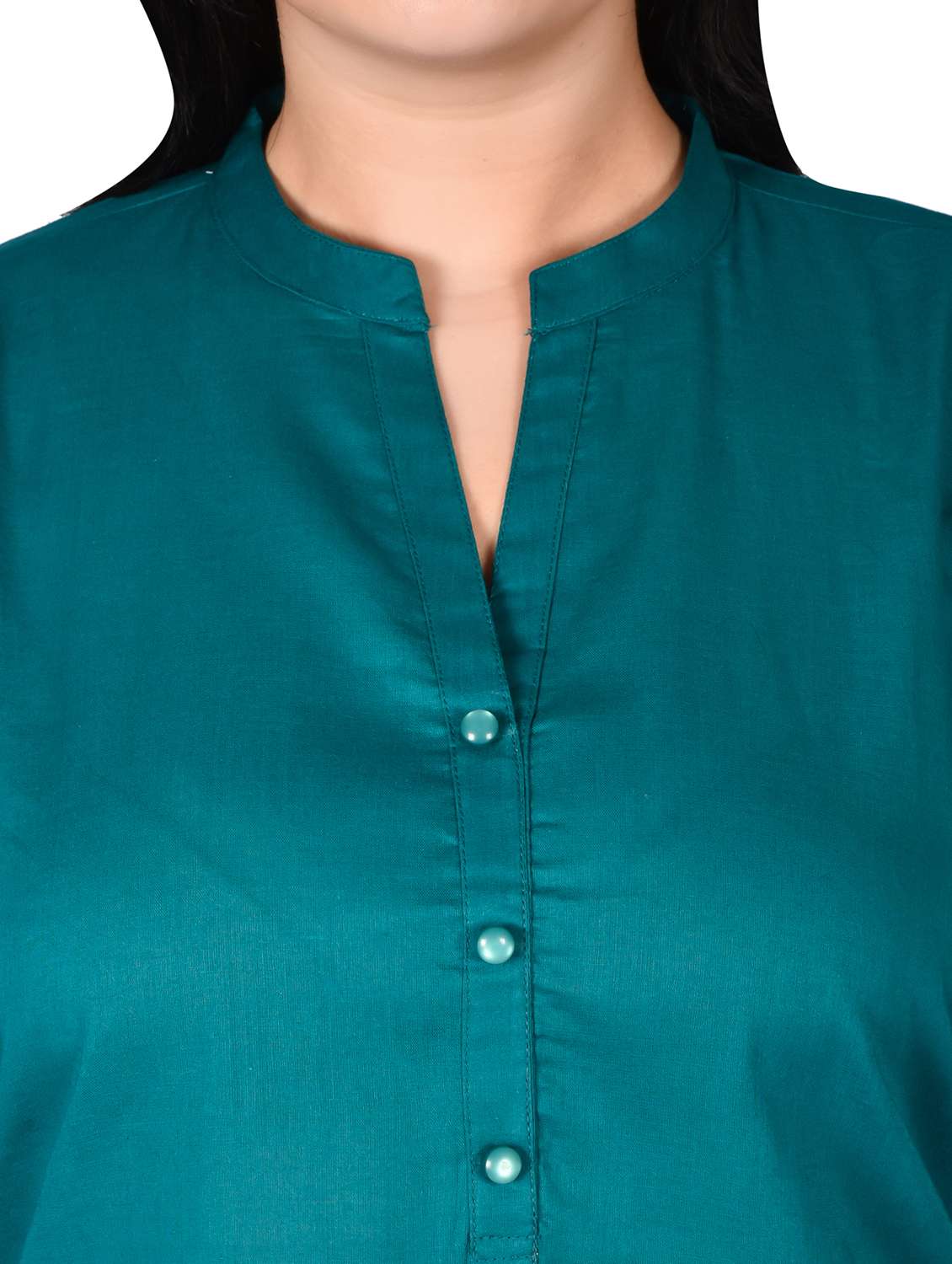 women solid mandarin neck regular top - 22524490 -  Standard Image - 1