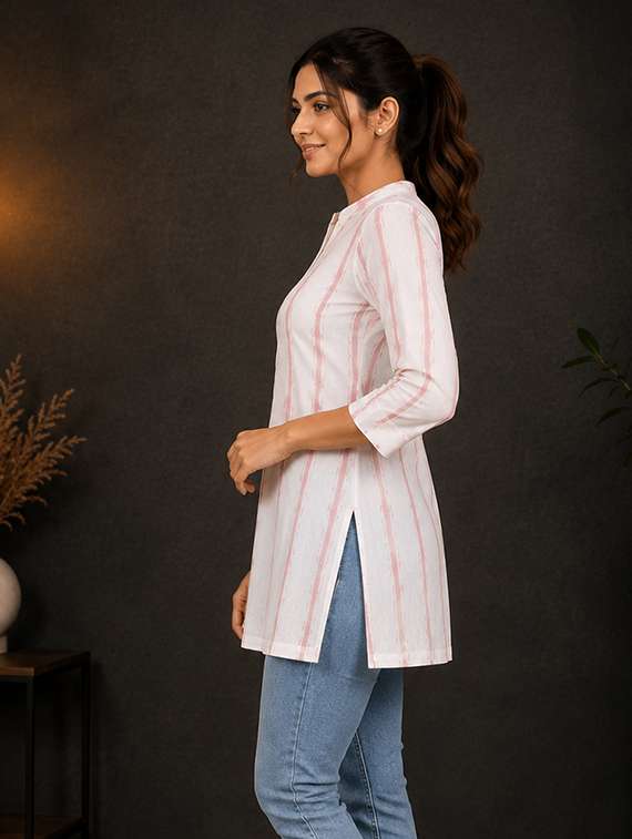 women printed three quarter sleeve straight kurti - 22524545 -  Standard Image - 1