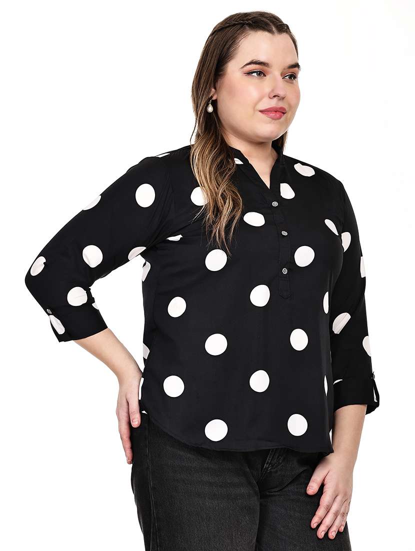 women printed mandarin neck regular top - 22526603 -  Standard Image - 1