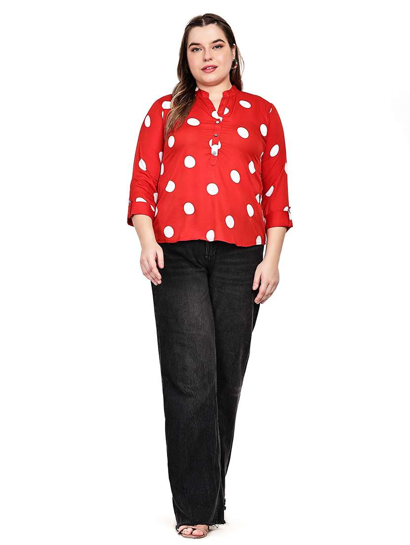 women printed mandarin neck regular top - 22526608 -  Standard Image - 4