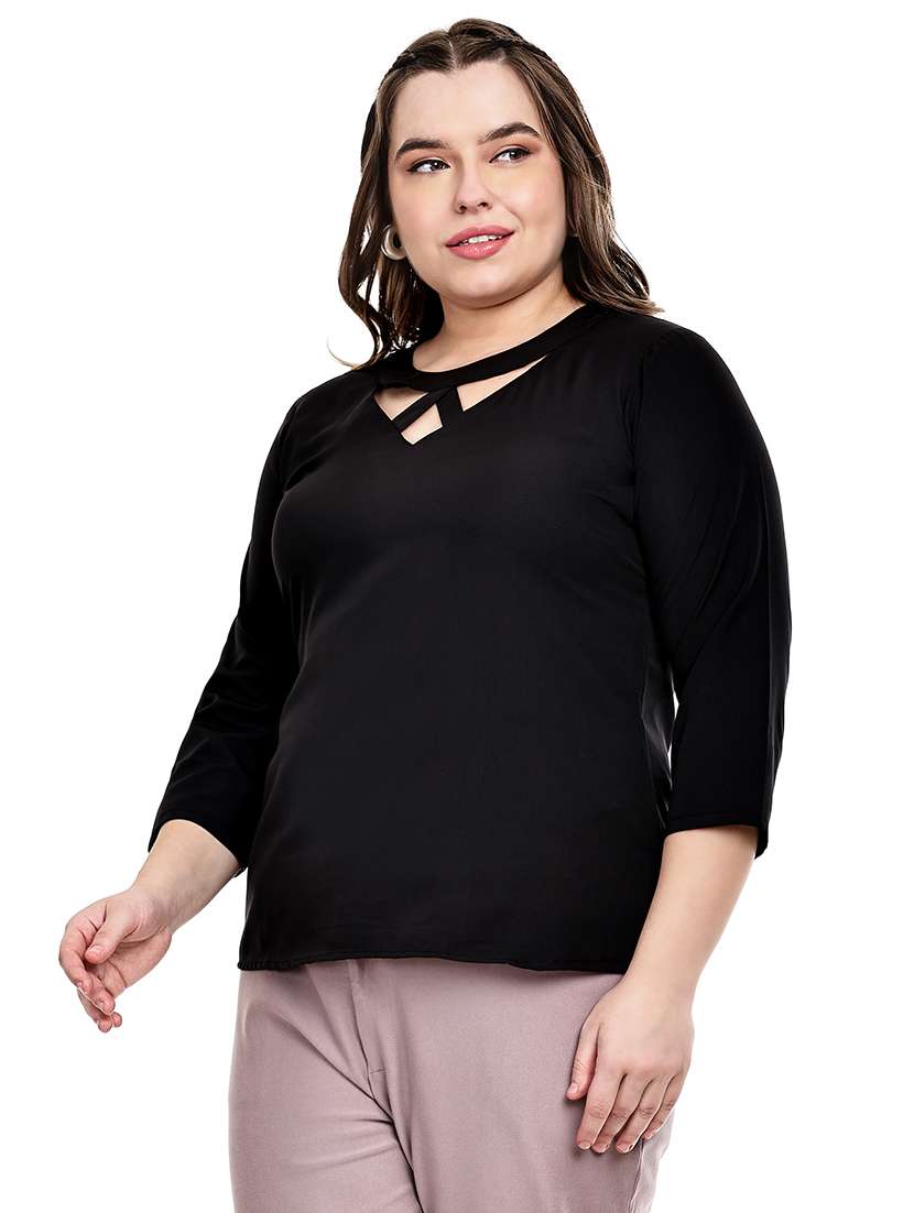 women solid round neck regular top - 22526617 -  Standard Image - 1