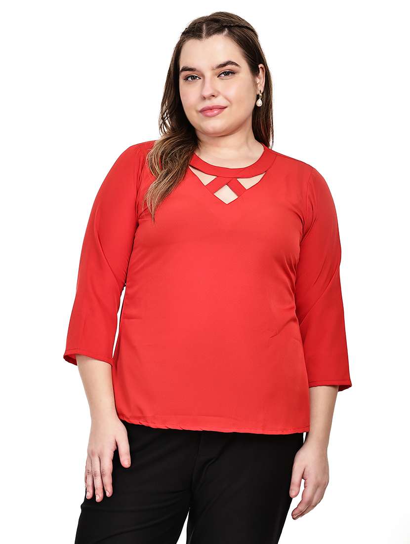 women solid round neck regular top