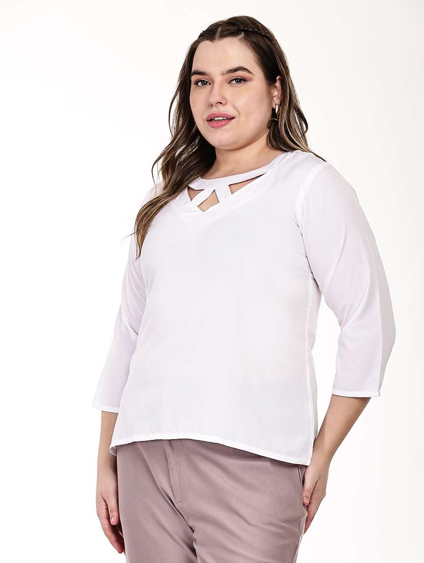 women solid round neck regular top - 22526624 -  Standard Image - 1