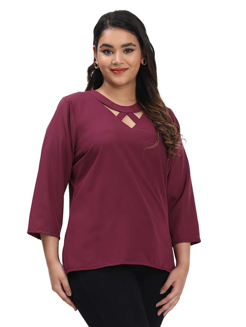 Women Solid Round Neck Regular Top - 22526625 -  Standard Image - 1