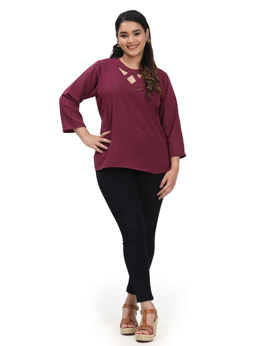 Women Solid Round Neck Regular Top - 22526625 -  Standard Image - 4