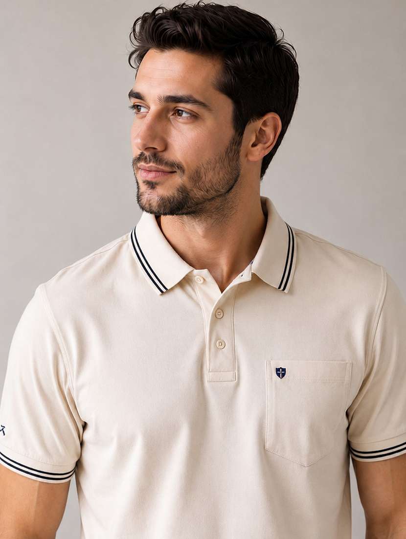 men solid short sleeve regular fit polo t-shirt - 22526636 -  Standard Image - 1