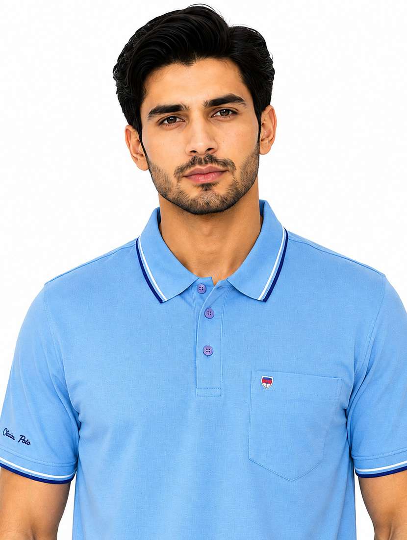 men solid short sleeve regular fit polo t-shirt - 22526651 -  Standard Image - 1