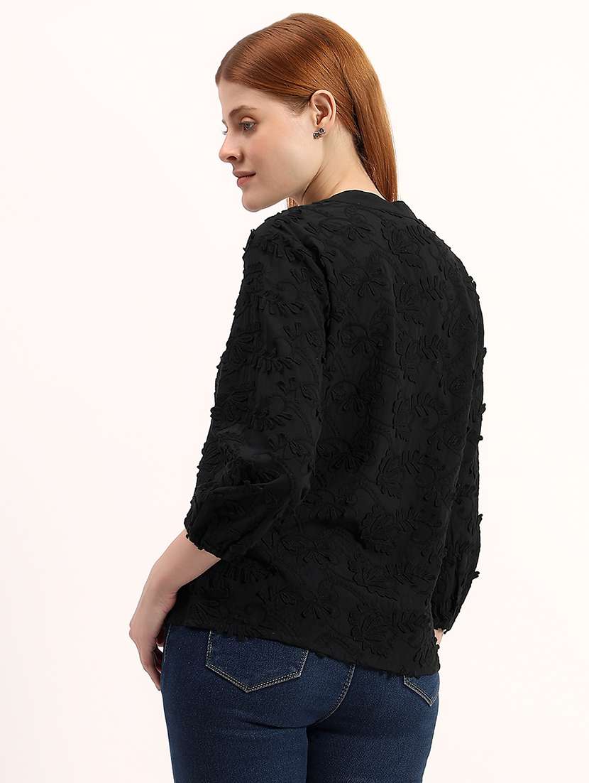 women embroidered mandarin neck regular top - 22526751 -  Standard Image - 4
