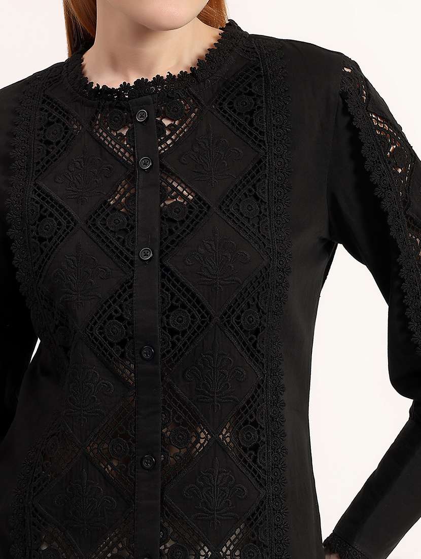 women self design round neck regular top - 22526754 -  Standard Image - 1
