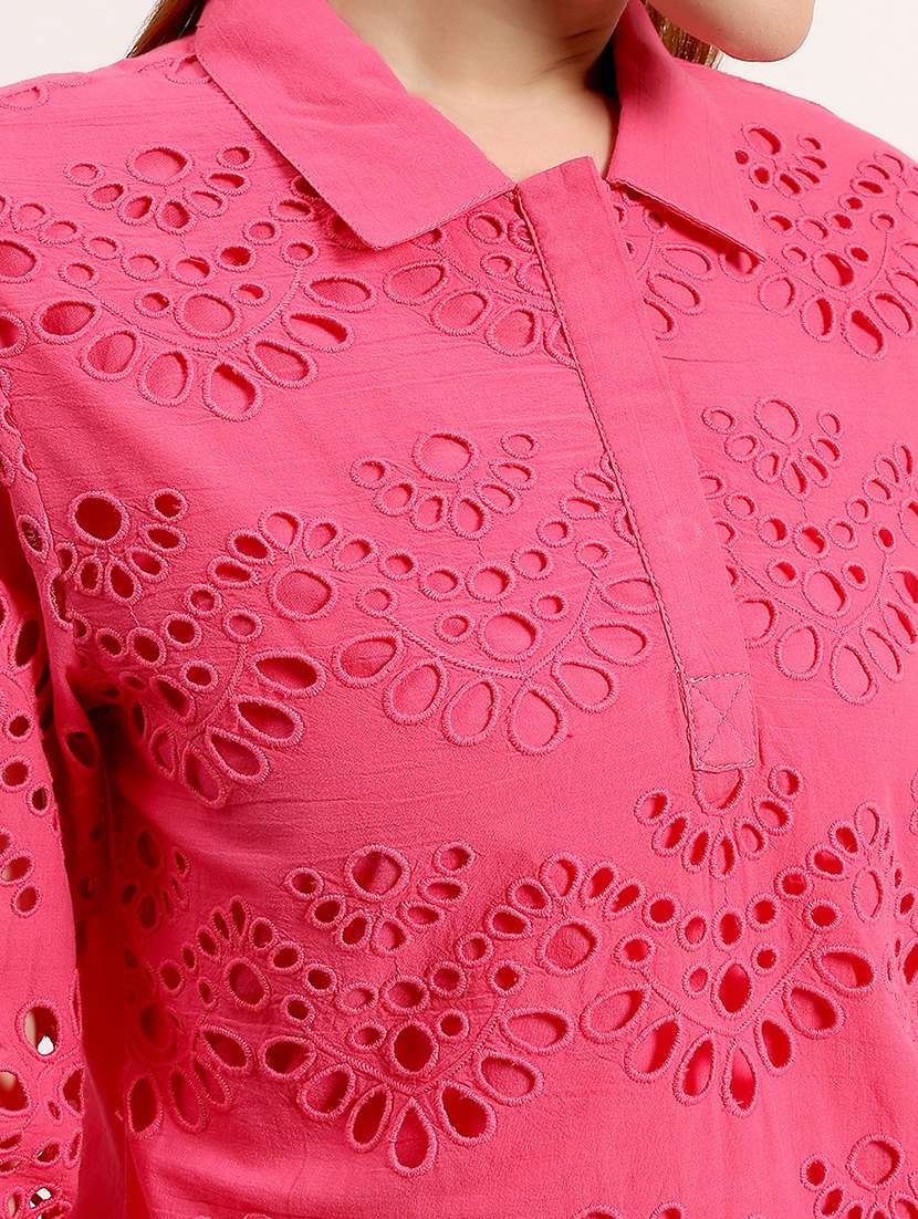 women self design collared regular top - 22526756 -  Standard Image - 1