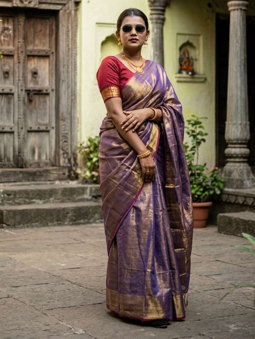 women solid plain saree with blouse - 22526771 -  Standard Image - 1