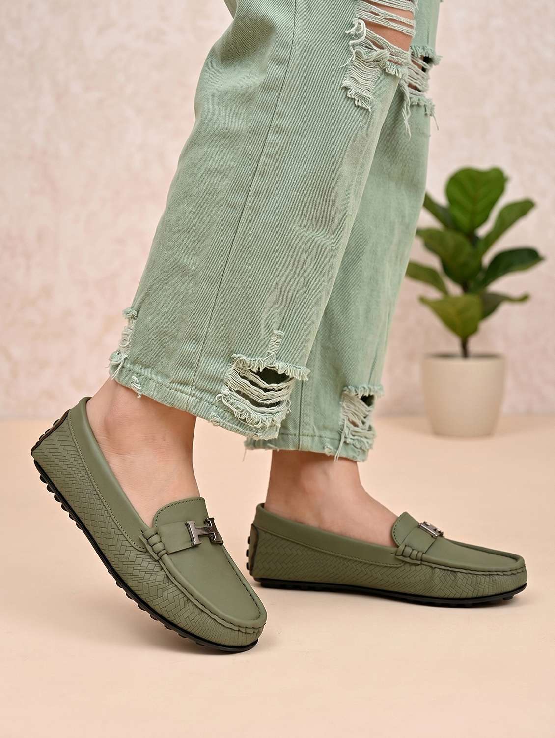 Women Textured Slip On Loafers - 22526775 -  Standard Image - 4