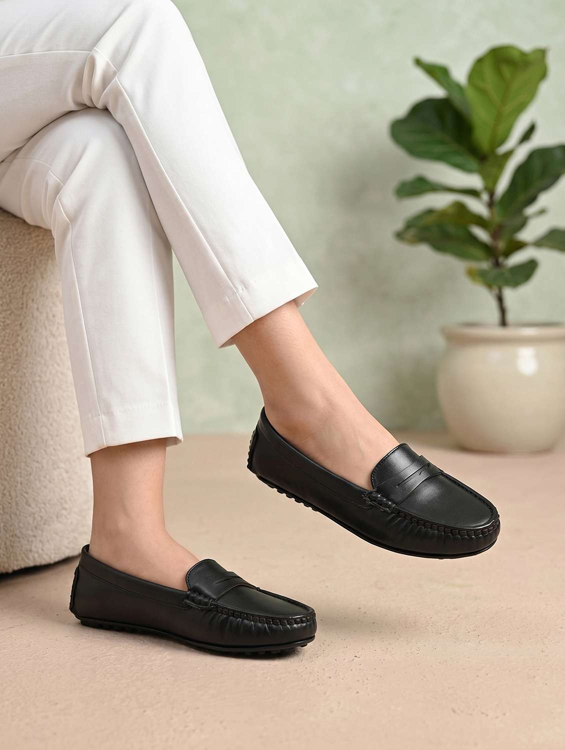 women solid slip on loafers - 22526776 -  Standard Image - 4