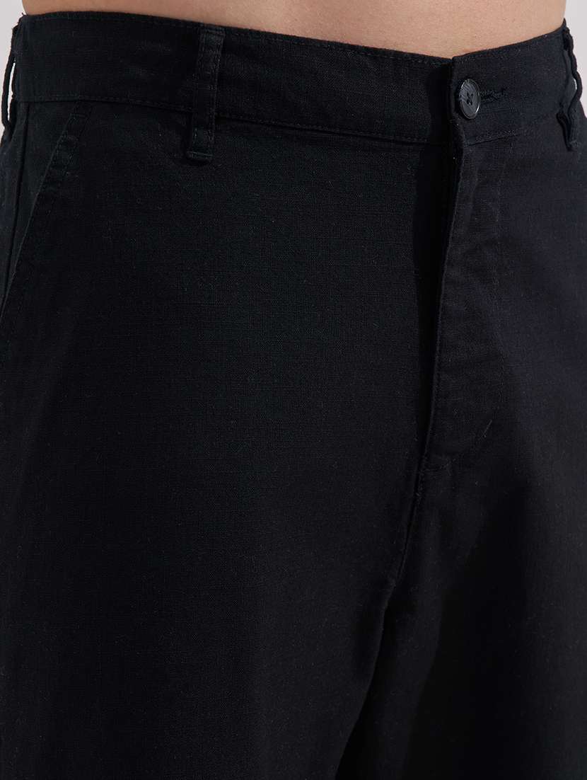 men solid high rise flat front casual trouser - 22526783 -  Standard Image - 1