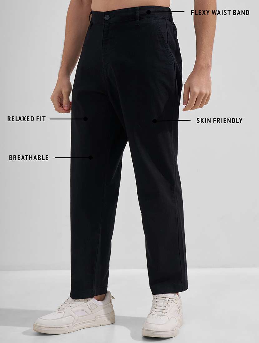 men solid high rise flat front casual trouser - 22526783 -  Standard Image - 4