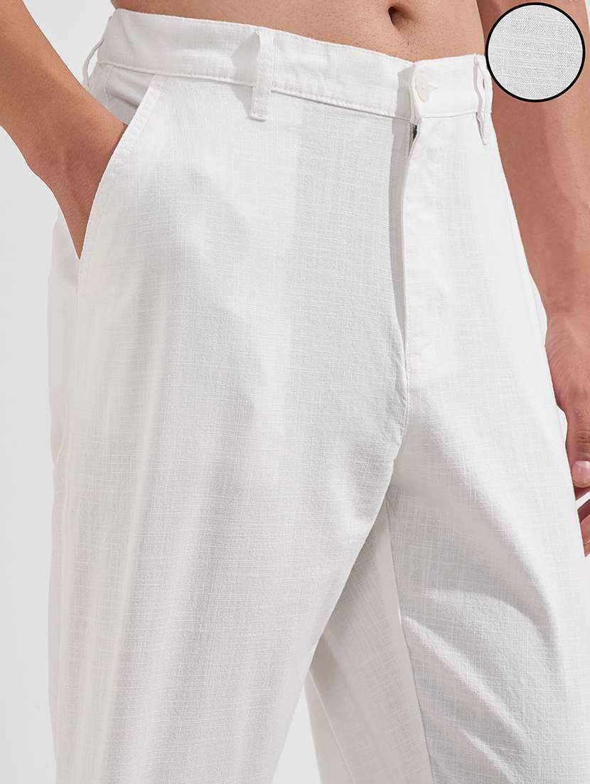 men solid high rise flat front casual trouser - 22526786 -  Standard Image - 1