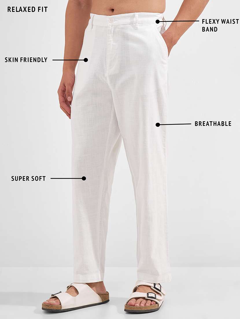 men solid high rise flat front casual trouser - 22526786 -  Standard Image - 4