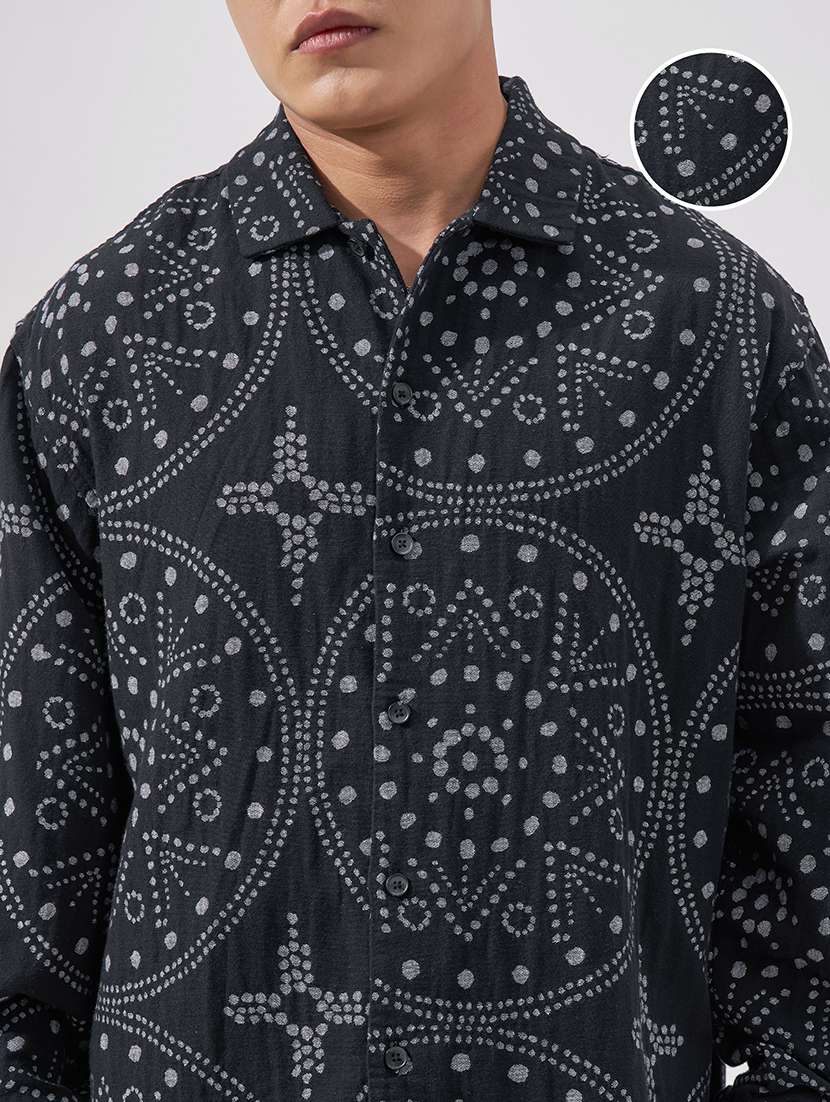 men printed long sleeve loose fit casual shirt - 22526794 -  Standard Image - 1