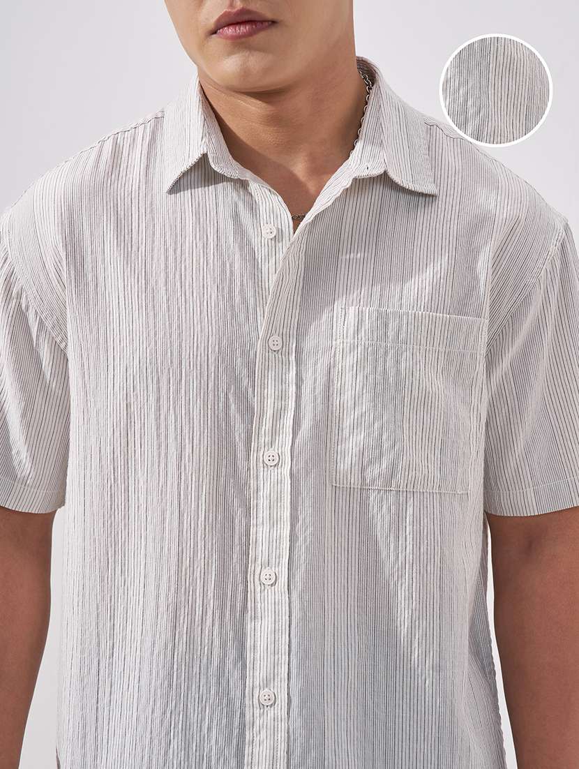 men textured short sleeve regular fit casual shirt - 22526796 -  Standard Image - 1