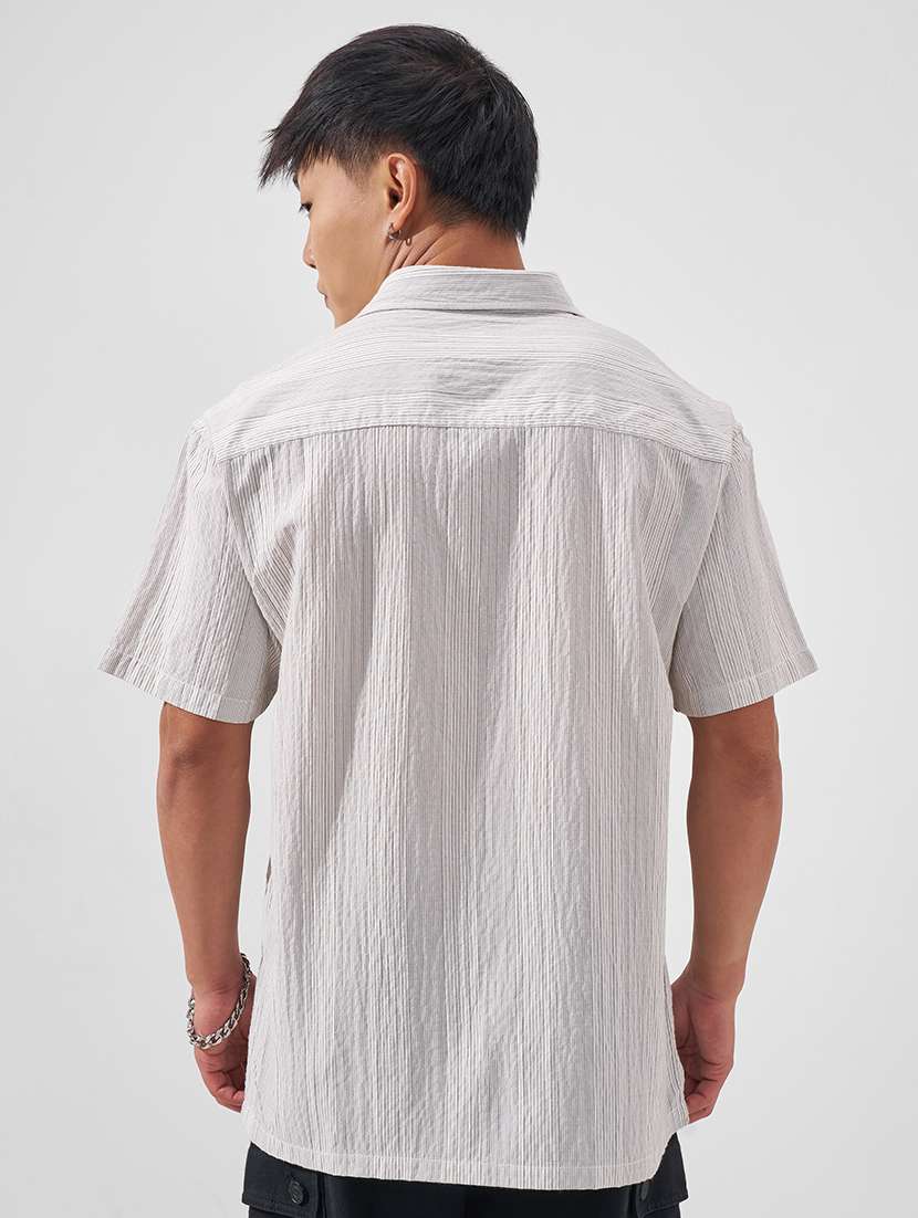 men textured short sleeve regular fit casual shirt - 22526796 -  Standard Image - 4