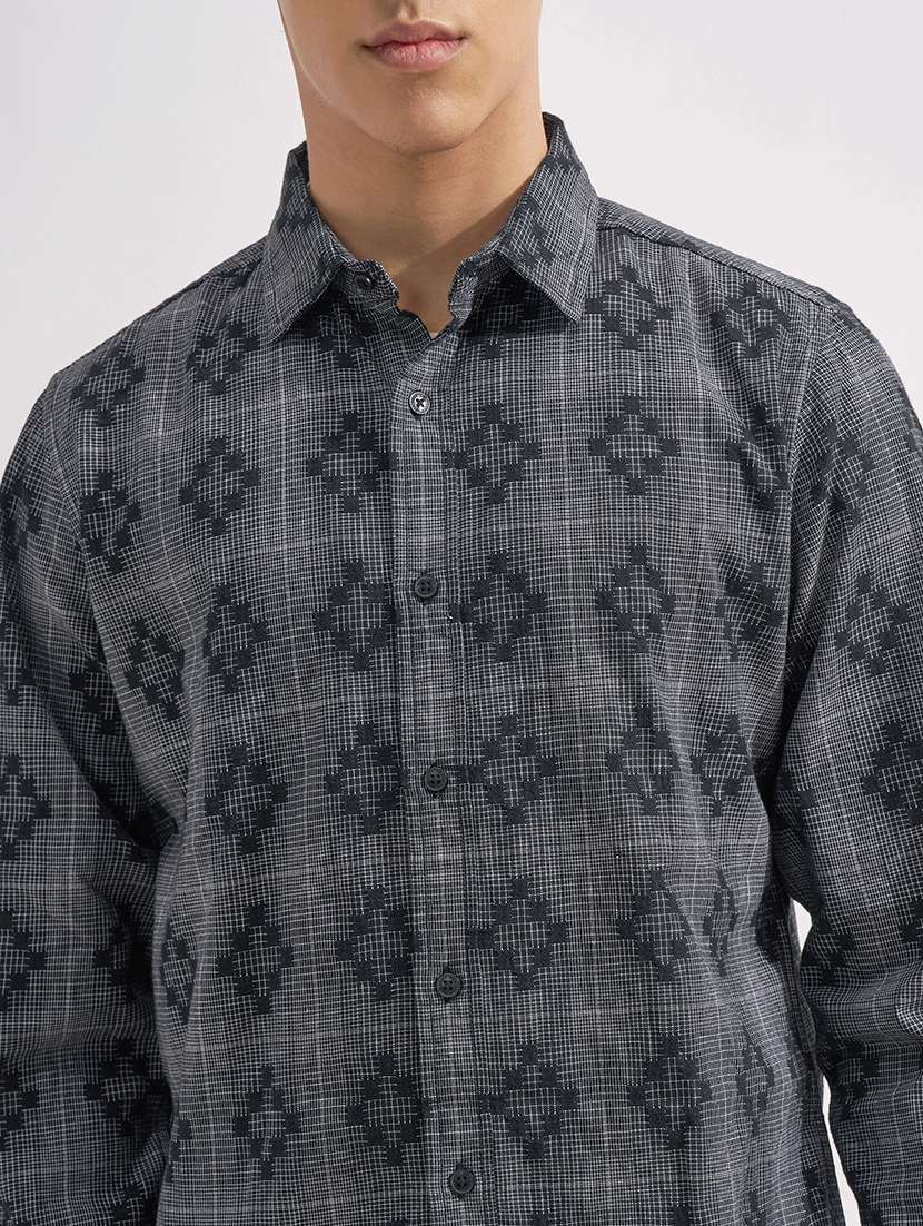 men self design long sleeve regular fit casual shirt - 22526806 -  Standard Image - 1