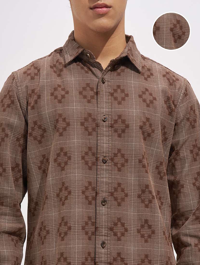Men Self Design Long Sleeve Regular Fit Casual Shirt - 22526826 -  Standard Image - 1