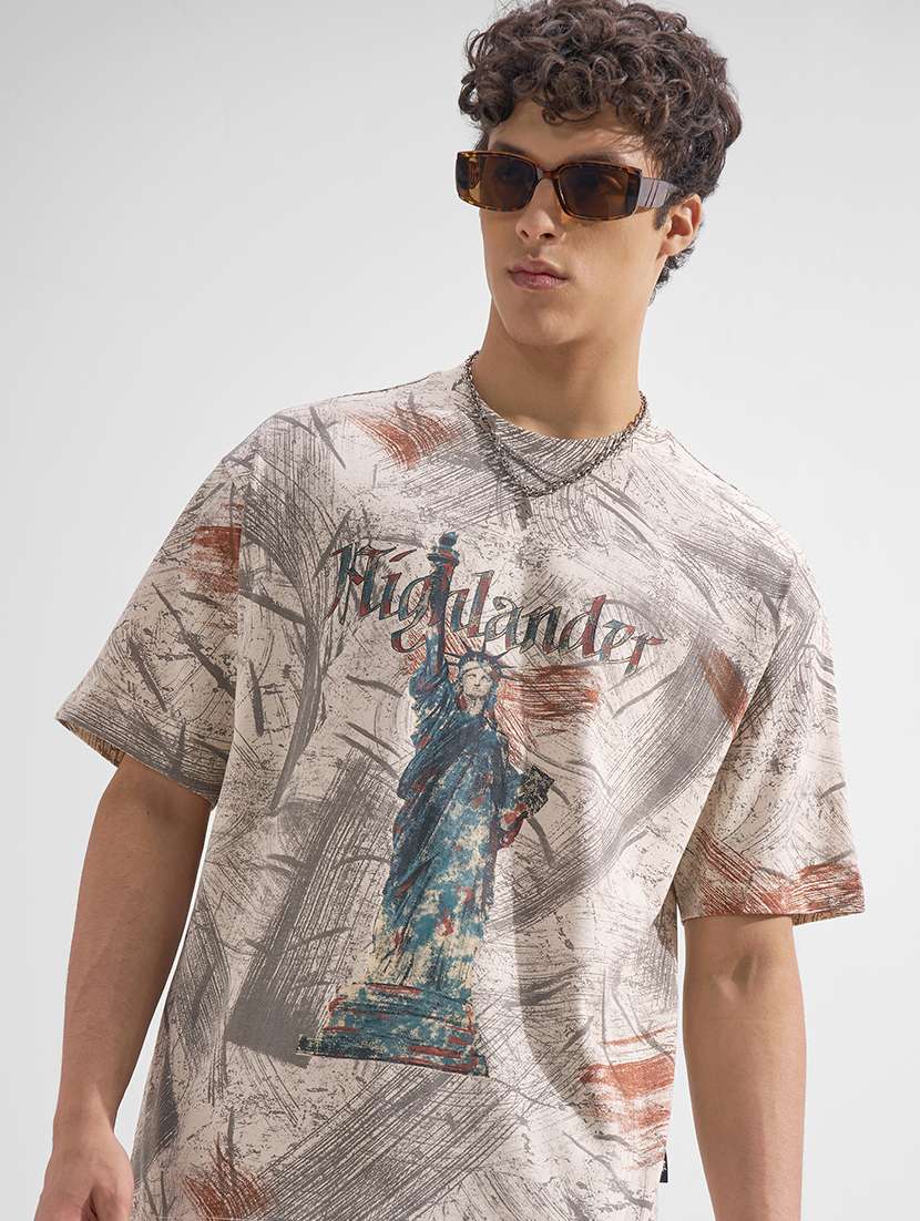 men printed short sleeve oversized t-shirt