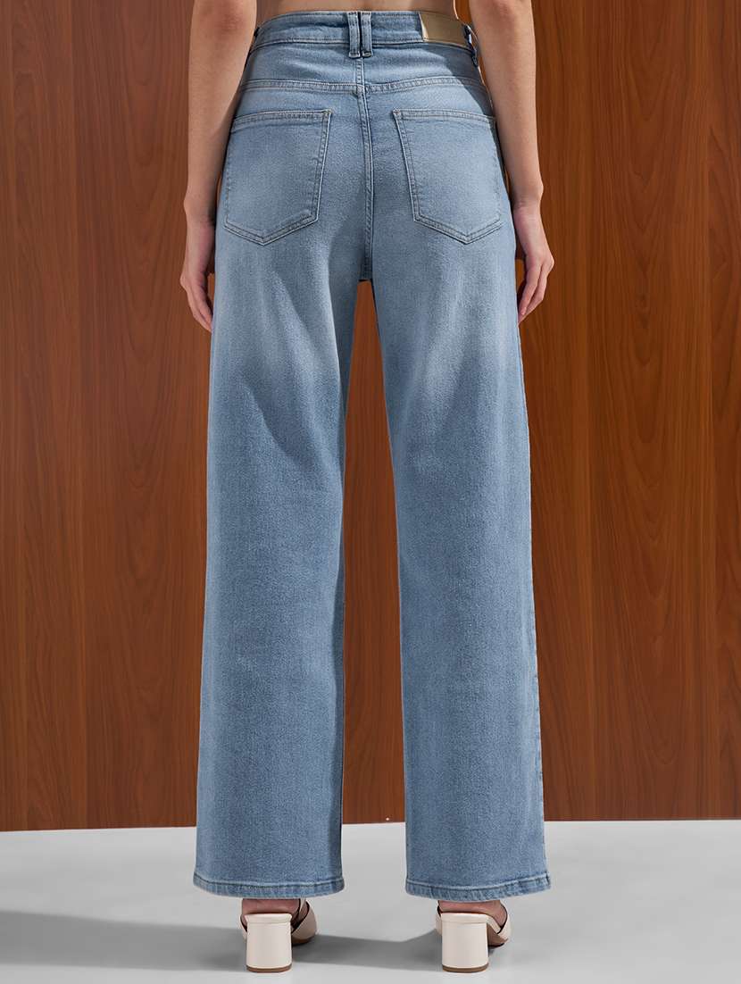 women solid mid rise straight fit jeans - 22526925 -  Standard Image - 4