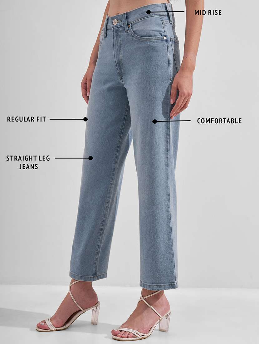 women solid mid rise straight fit jeans - 22526930 -  Standard Image - 4