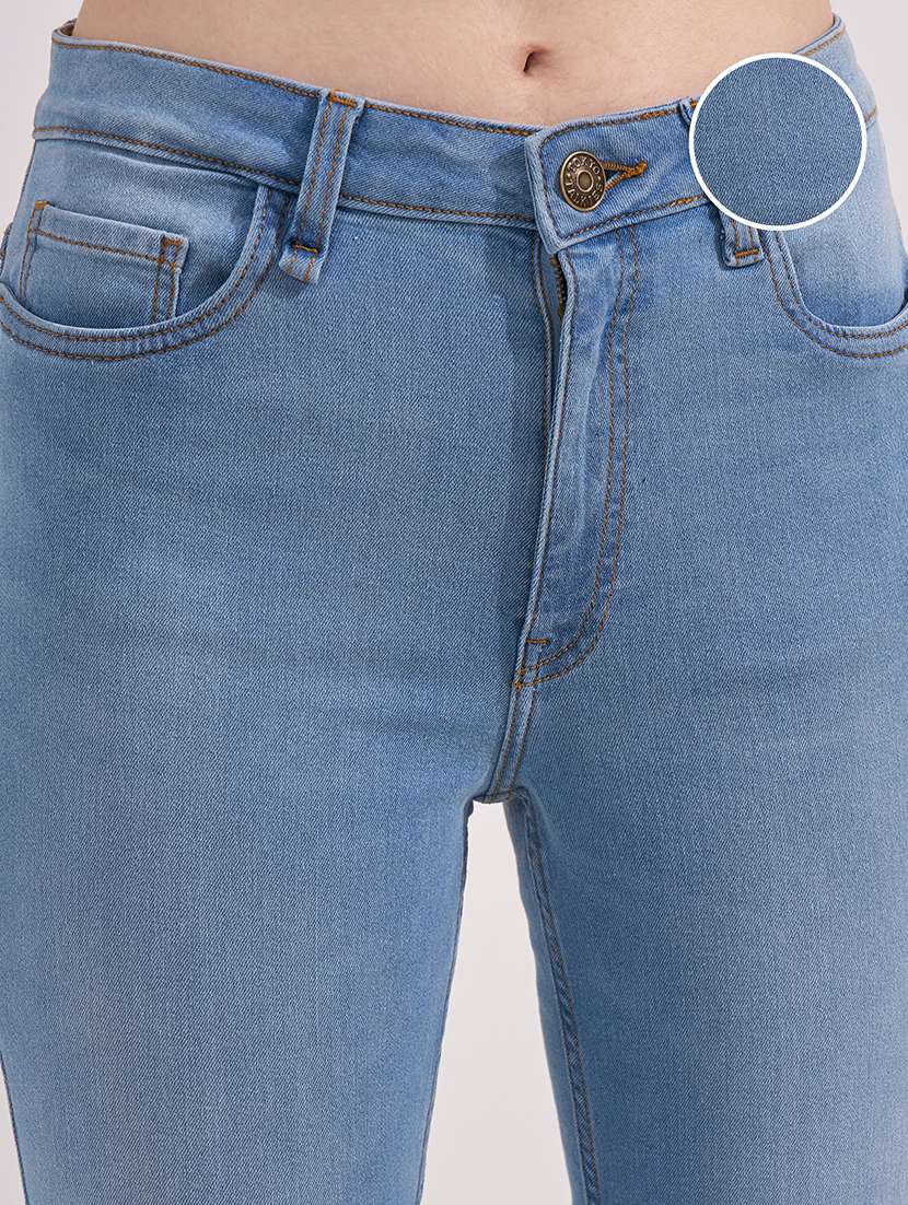 women solid mid rise bootcut jeans - 22526932 -  Standard Image - 1