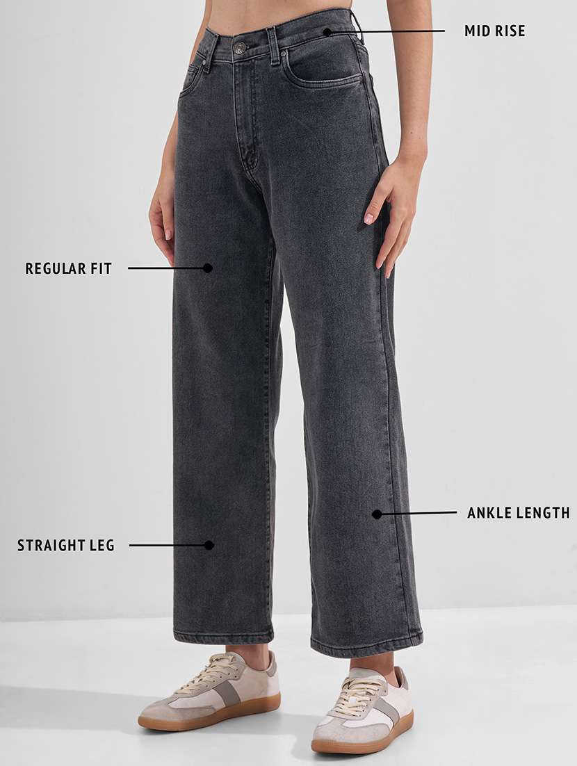 women solid mid rise straight fit jeans - 22526934 -  Standard Image - 4